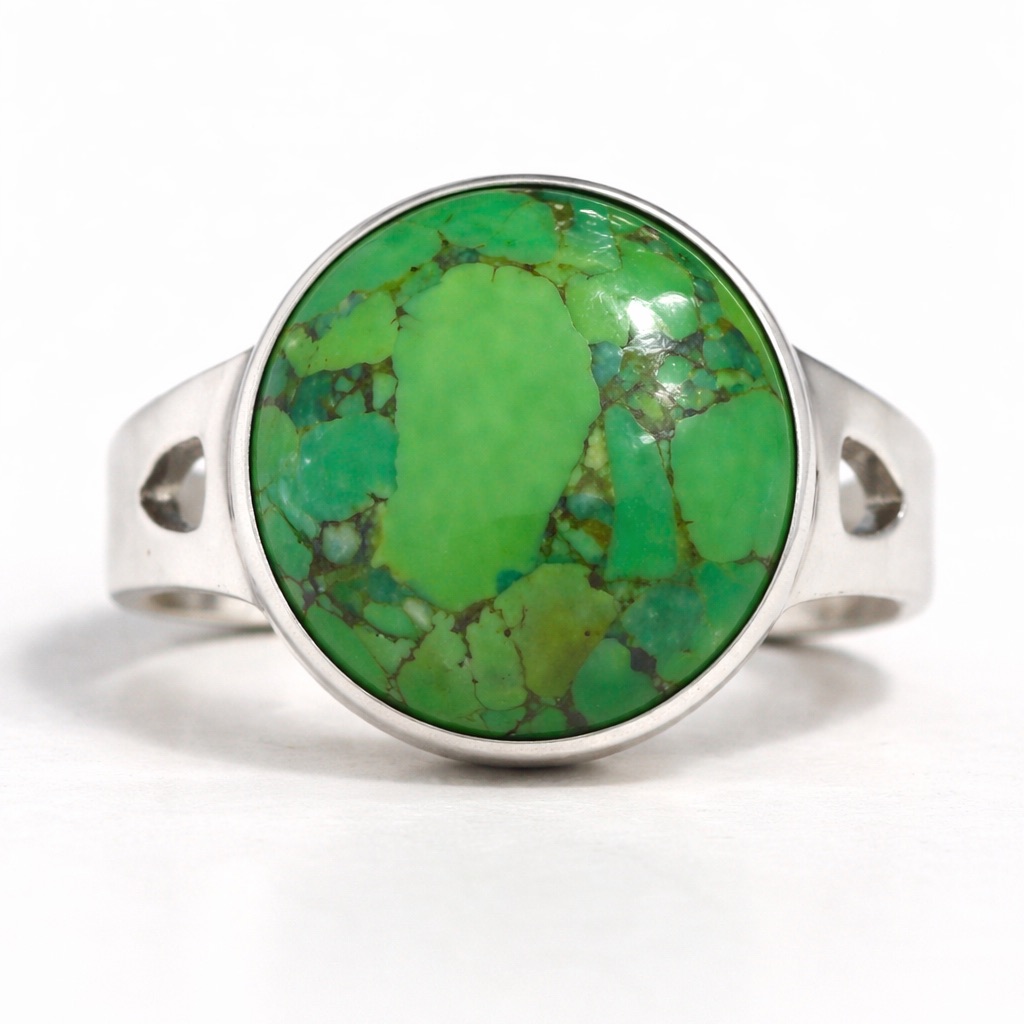 Jay King Dtr Hubei Green Turquoise Ring Sterling Silver 925 Large Cabochon 60$